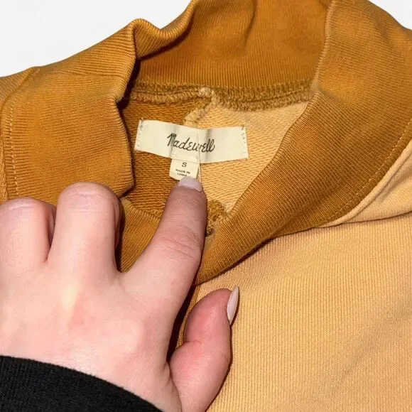 Madewell Mustard and Tan Colorblock Mock Neck Sweatshirt (SIZE SMALL) - Picture 2 of 6